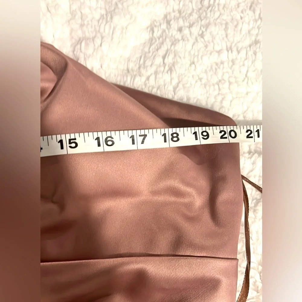 Cachet, Rose Gold Embellished One-Shoulder Dress, Side Zip, Ribboned Waist, 16